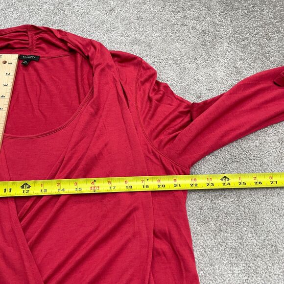 Talbots Wrap Tunic Blouse Womens XL Red Long Sleeve Rayon Blend Stretch Casual - Picture 7 of 10